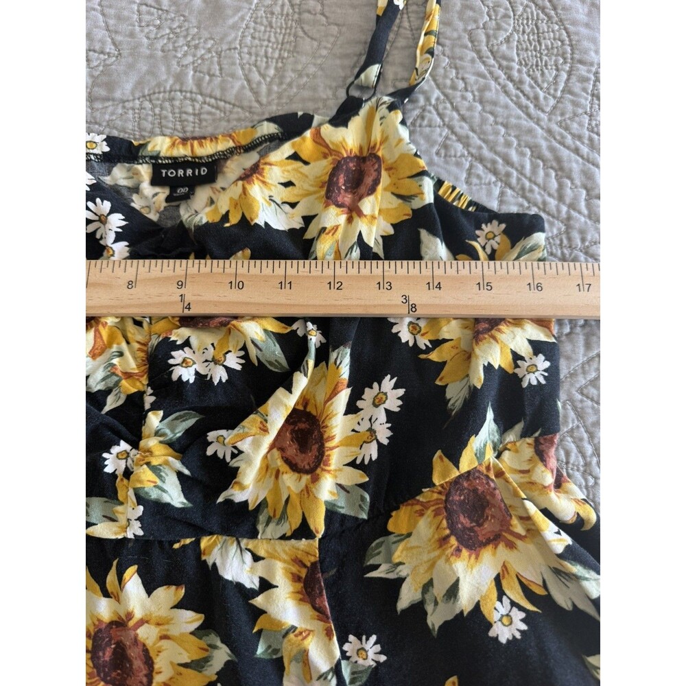 Torrid Sunflower Babydoll Dress 00 Pockets Sleeveless Summer Sundress Boho - Picture 6 of 8